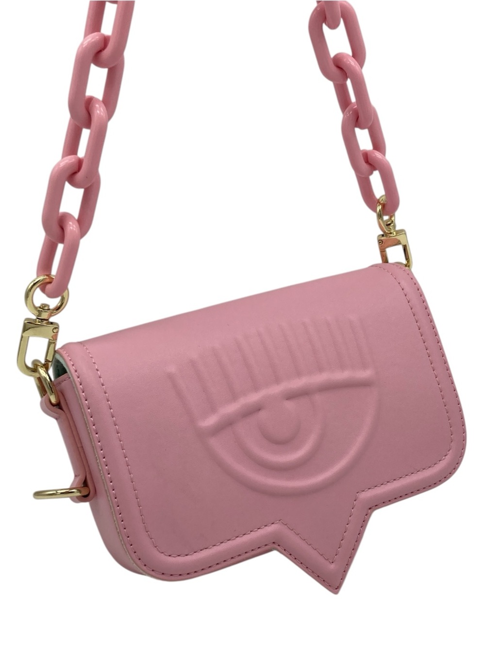 Chiara Ferragni Embossed Eye Bubblegum Pink Chain Strap Shoulder Bag